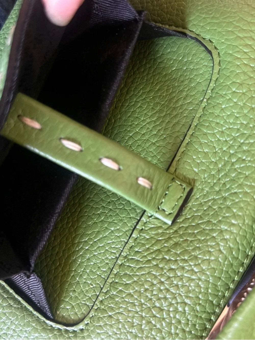 BCBGMaxAzria Green Pebbled Leather Shoulder Bag with Silver Ring